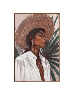 Cuadro mujer con sombrero con marco