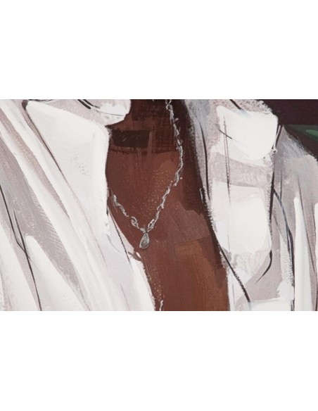 Cuadro mujer con sombrero con marco