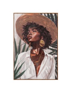 Cuadro de mujer con marco madera