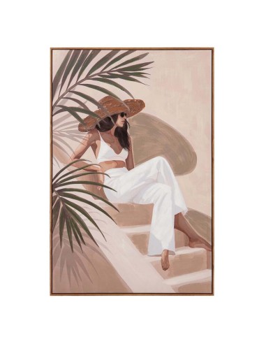 Cuadro lienzo mujer moderna con marco