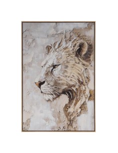 Cuadro león con marco natural