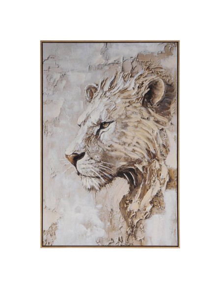 Cuadro león con marco natural