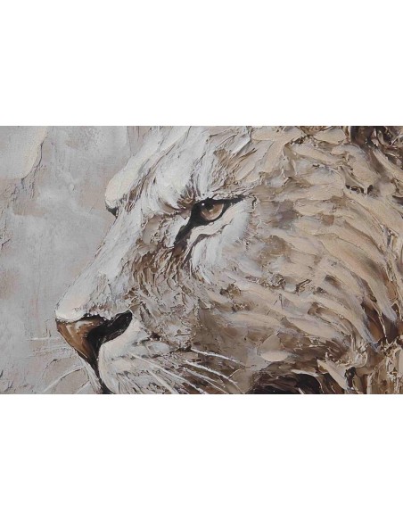 Cuadro león con marco natural