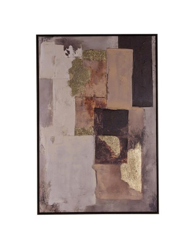 Cuadro abstracto marrón enmarcado