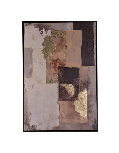 Cuadro abstracto marrón enmarcado