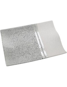 Bandeja cerámica plata y blanca