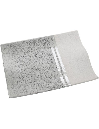 Bandeja cerámica plata y blanca