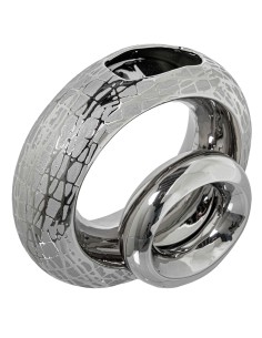 Jarrón de cerámica doble aro en plata 2