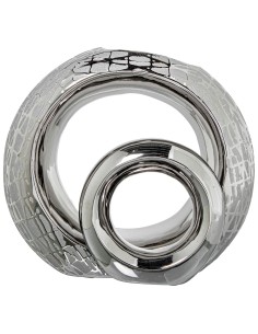 Jarrón de cerámica doble aro en plata