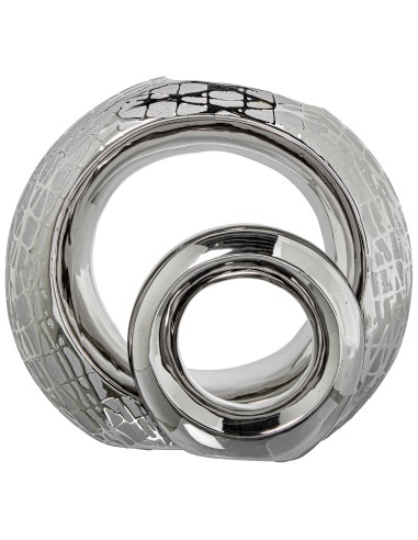 Jarrón de cerámica doble aro en plata