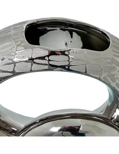 Jarrón de cerámica doble aro en plata