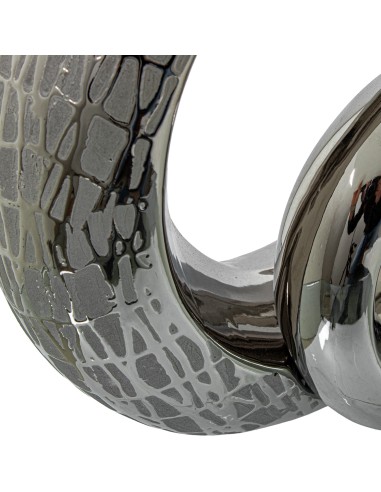 Jarrón de cerámica doble aro en plata