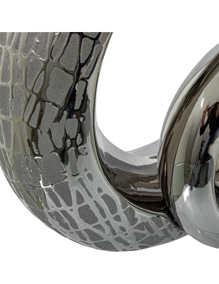 Jarrón de cerámica doble aro en plata