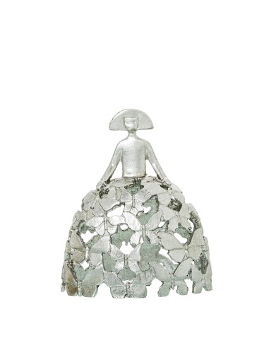 Figura menina de resina plateada pequeña