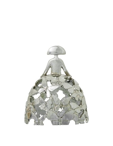 Figura menina de resina plateada pequeña