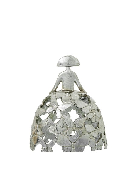 Figura menina de resina plateada pequeña