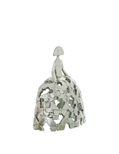 Figura menina de resina plateada pequeña