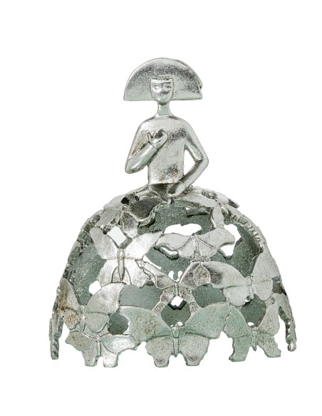 Figura de resina de menina en plata grande