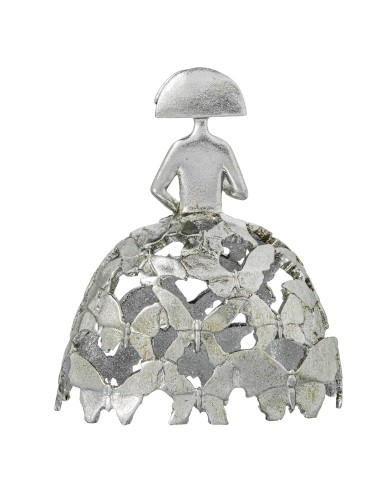 Figura de resina de menina en plata grande