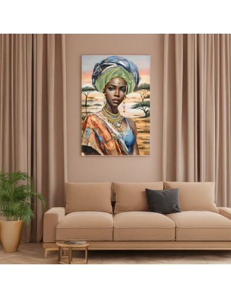 Cuadro mujer africana con turbante