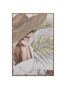 Cuadro mujer sombrero con marco