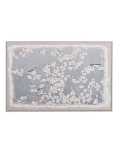 Cuadro lienzo de almendro con marco blanco