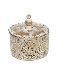 Caja grande de metal de arabesco en oro envejecido