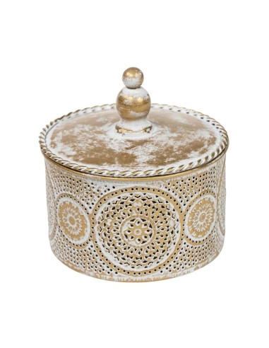 Caja grande de metal de arabesco en oro envejecido