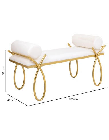 Banqueta descalzadora en blanca con base dorada
