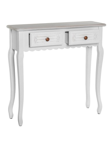 Mesa de entrada de madera color blanco decapé