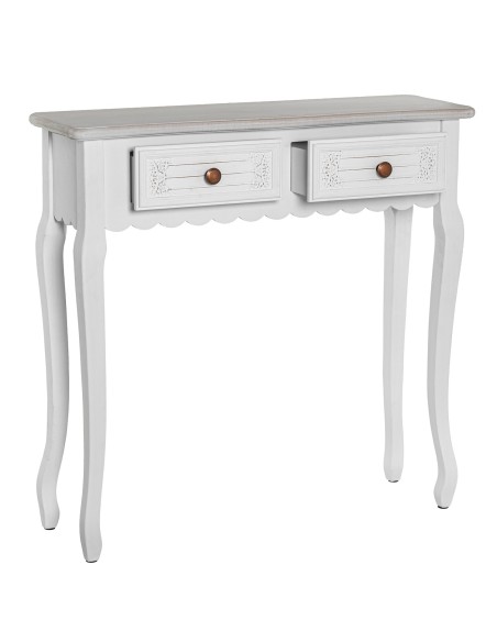 Mesa de entrada de madera color blanco decapé