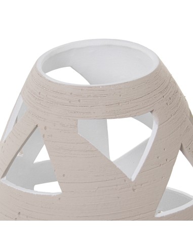 Jarrón Cerámica Crudo Rayado con agujeros