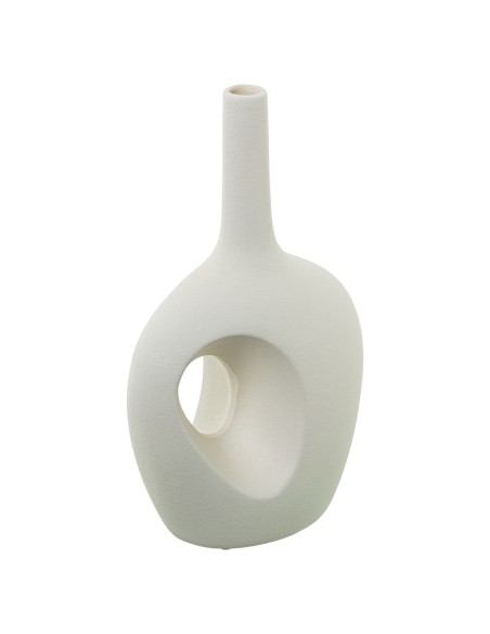 Jarrón Cerámica Agujero 36 cm Color Crema