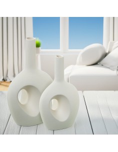 Jarrón Cerámica Agujero 31 cm Color Crema 2