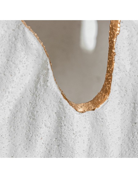 Jarrón Calado Cerámica 39 cm Blanco Arena/dorado