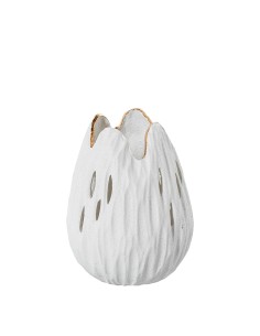 Jarrón Calado Cerámica 27 cm Blanco Arena/dorado