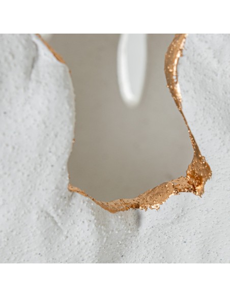 Jarrón Calado Cerámica 27 cm Blanco Arena/dorado