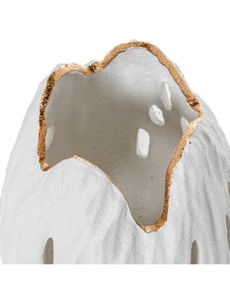 Jarrón Calado Cerámica 27 cm Blanco Arena/dorado