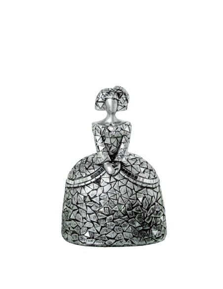 Figura Menina de Resina Plateada 18 cm