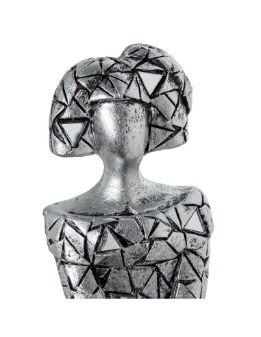 Figura Menina Resina Plateada 18 cm