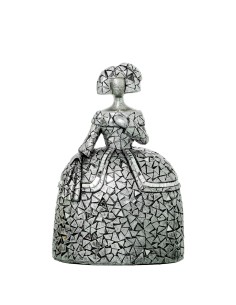 Figura Menina de Resina Plateada 22 cm