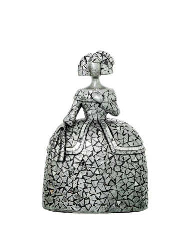 Figura Menina de Resina Plateada 22 cm