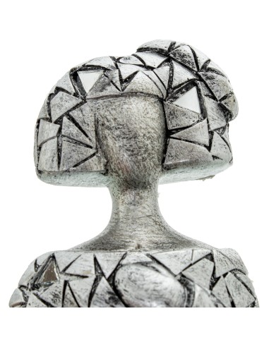 Figura Menina Resina Plateada 22 cm