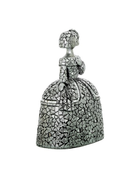 Figura Menina Resina Plateada 22 cm