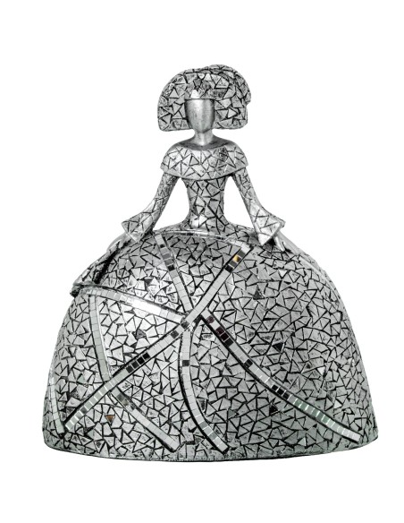 Figura Menina Resina Plateada 28 cm