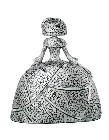 Figura Menina Resina Plateada 28 cm