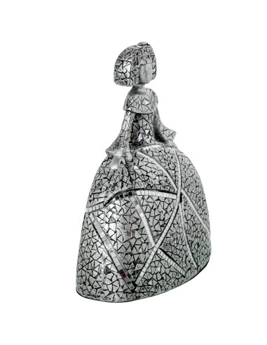 Figura Menina Resina Plateada 28 cm