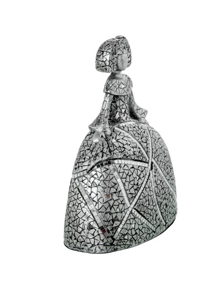 Figura Menina Resina Plateada 28 cm