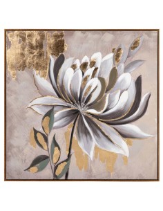 Cuadro Lienzo Flor con Marco Marrón