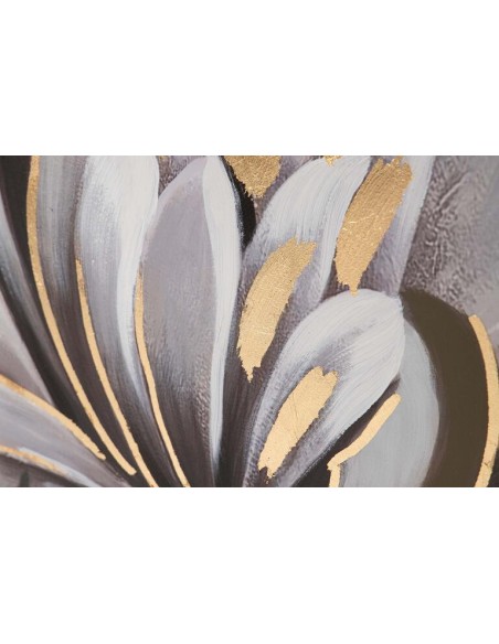 Cuadro Lienzo Flor con Marco Marrón